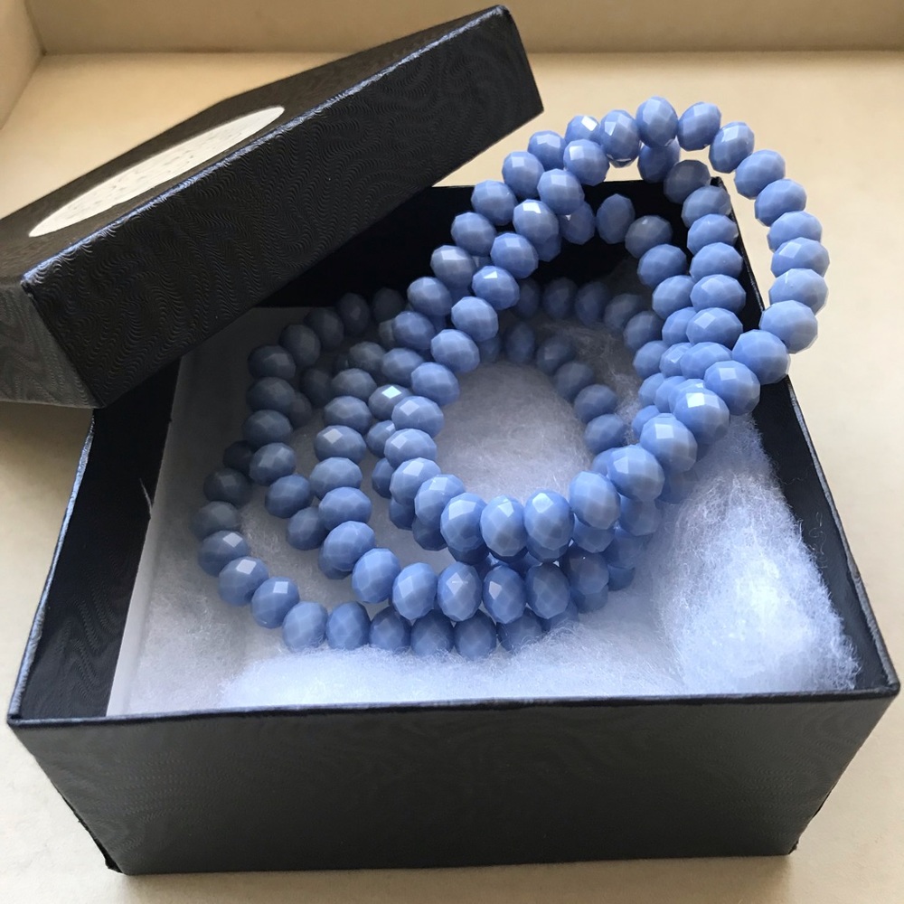 Blue Beaded Stretch Bracelets